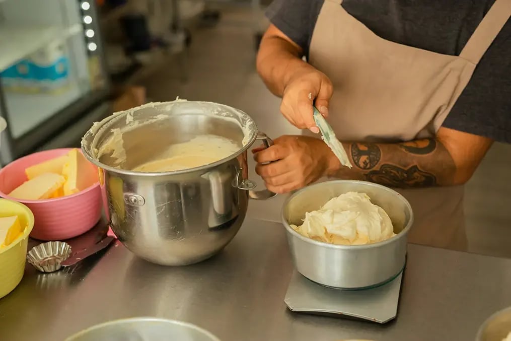 Make This Sweet Pineapple Coconut Bread Pudding for Brunch - Ingredients - mixing